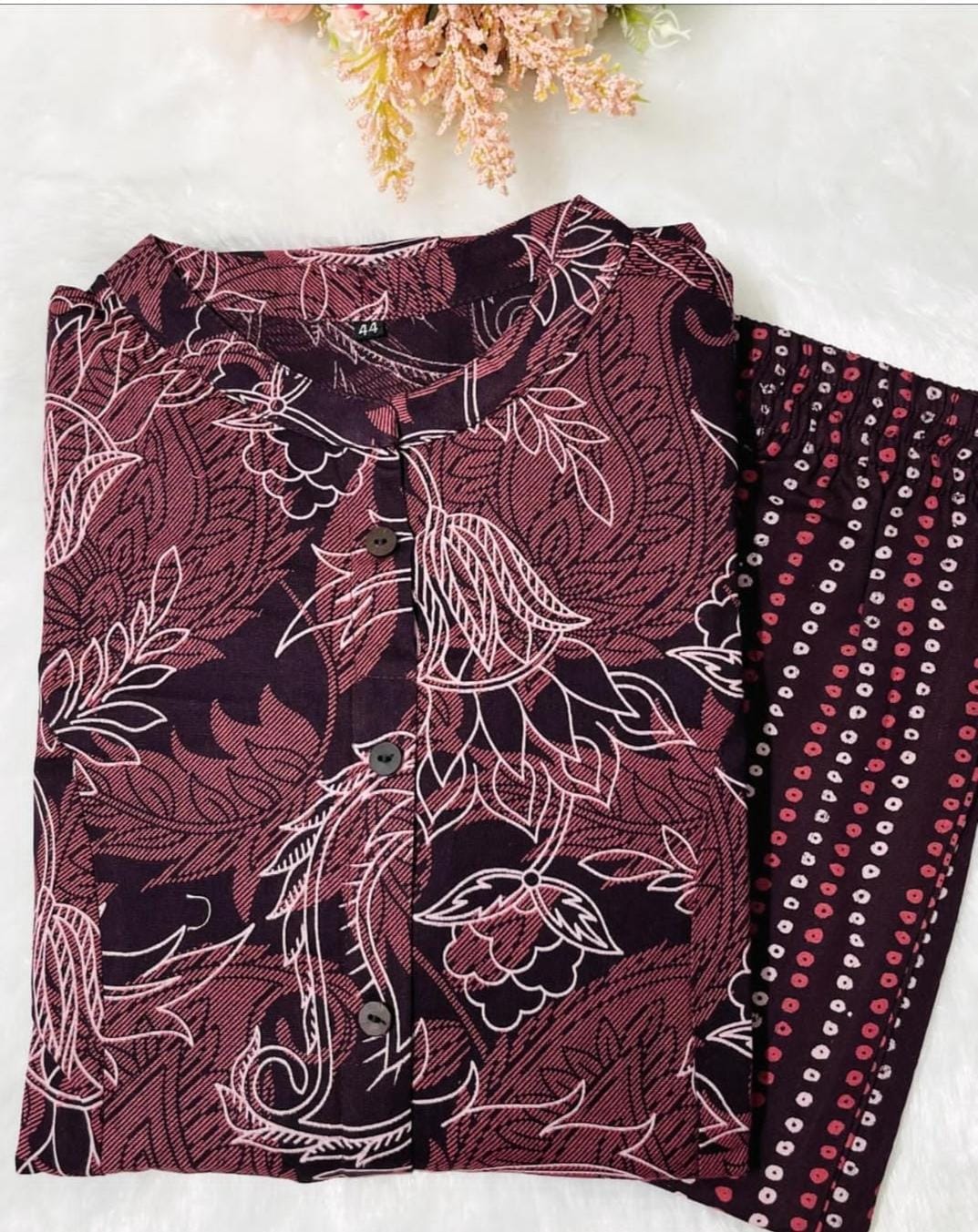 Abstract Floral Fine Cotton Kurti & Palazzo Co-ord Set – Effortless Summer Chic