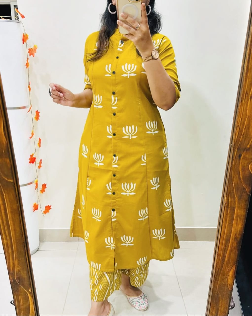 Discharge Print A-Line Co-ord Set in Premium Cotton with Side Pocket