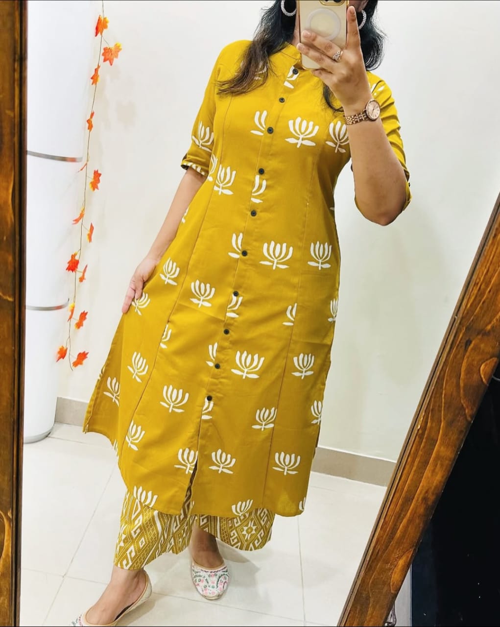 Discharge Print A-Line Co-ord Set in Premium Cotton with Side Pocket