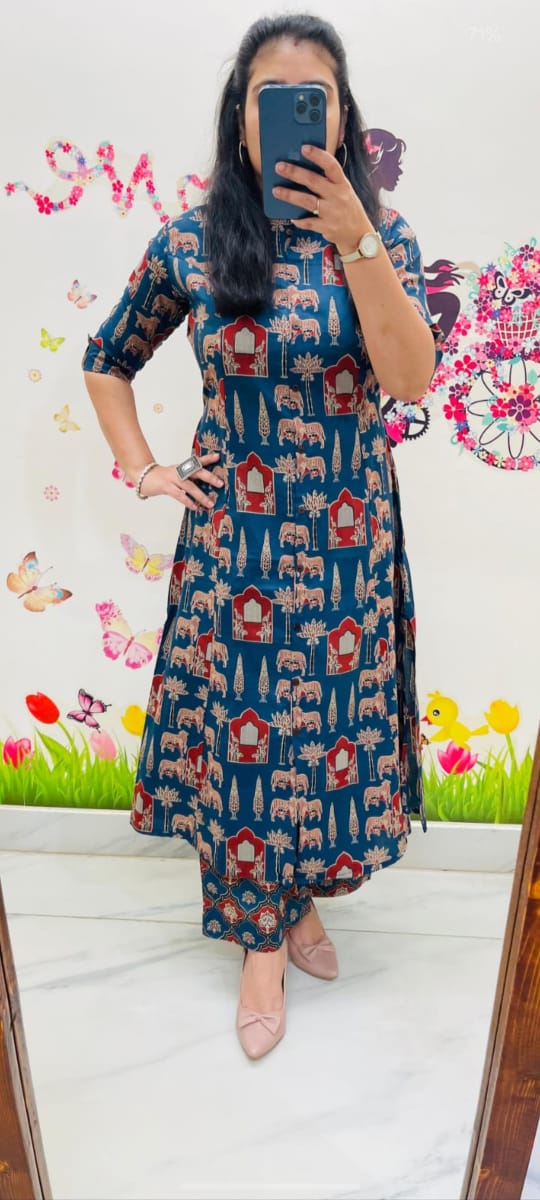 Designer Cotton Co-ord Set with A-Line Kurti and Ankle-Length Pants