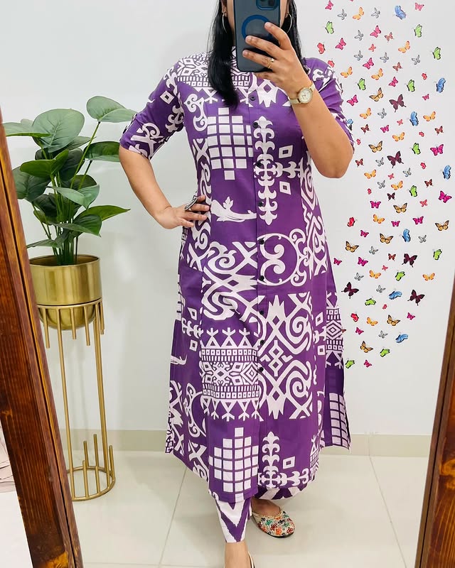 Premium Cotton A-Line Kurti & Pant Co-ord Set – Summer Ethnic Elegance