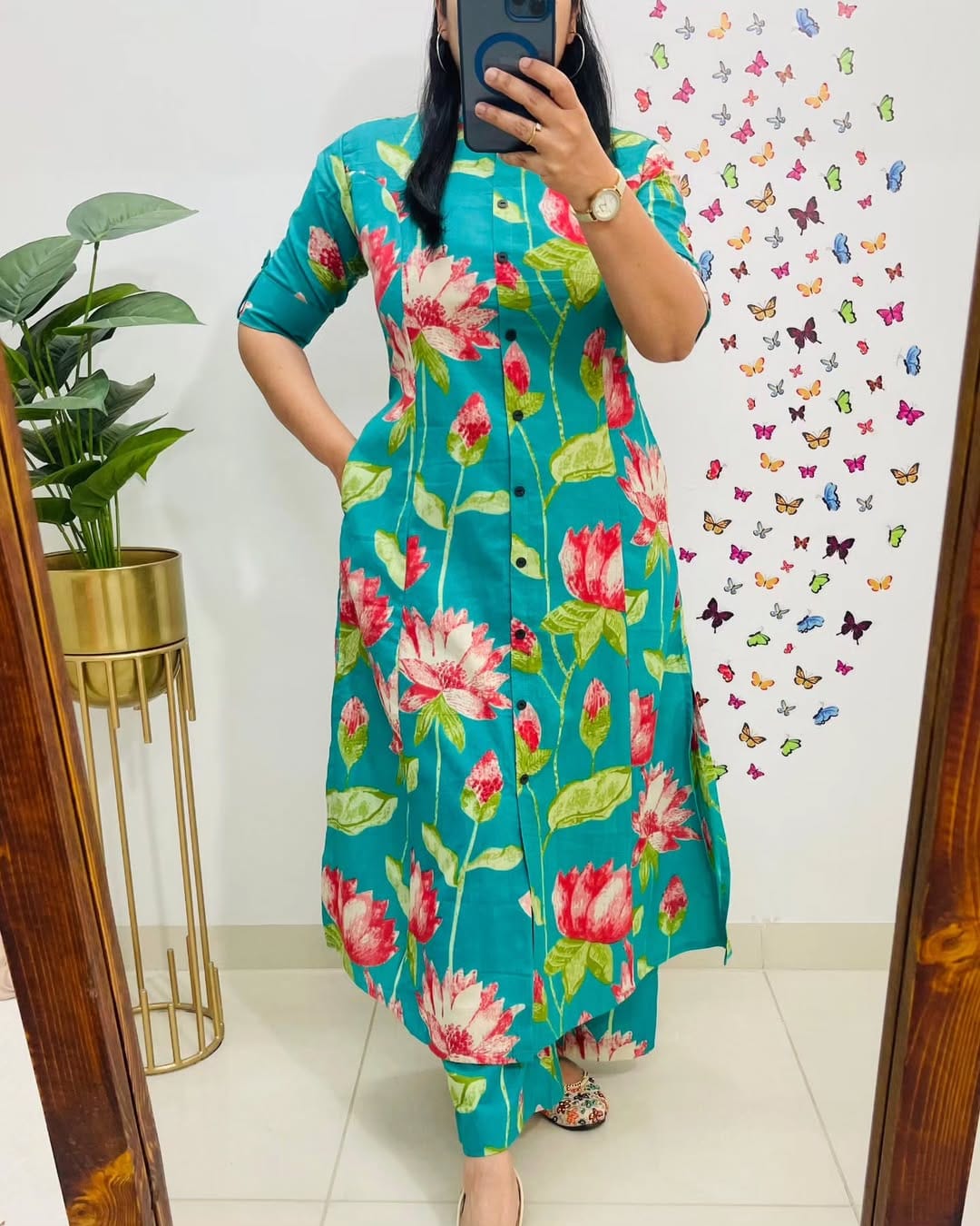 Floral Cotton Kurti Palazzo Co-ord Set – Ethnic Wear for Women