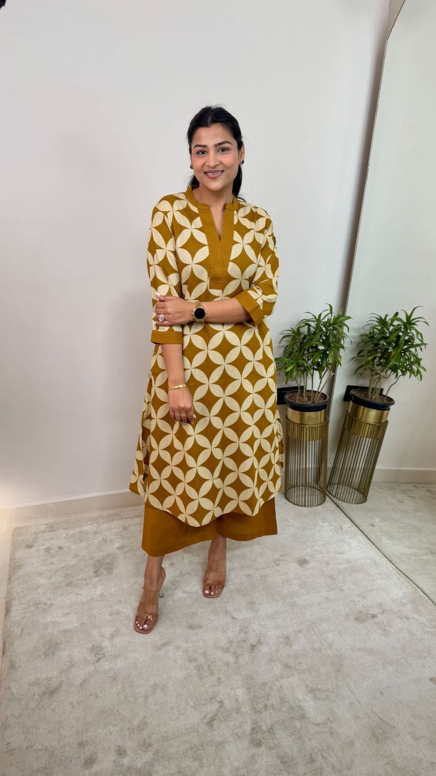 Pure Cotton Floral Kurti & Pant Co-ord Set – Everyday Elegance