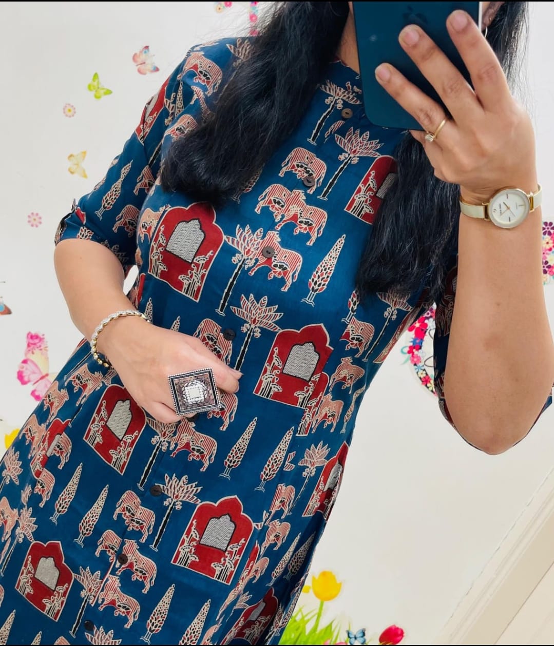 Designer Cotton Co-ord Set with A-Line Kurti and Ankle-Length Pants