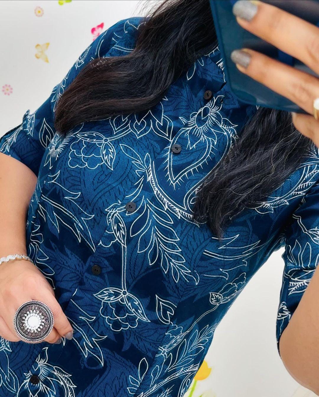 Abstract Floral Fine Cotton Kurti & Palazzo Co-ord Set – Effortless Summer Chic