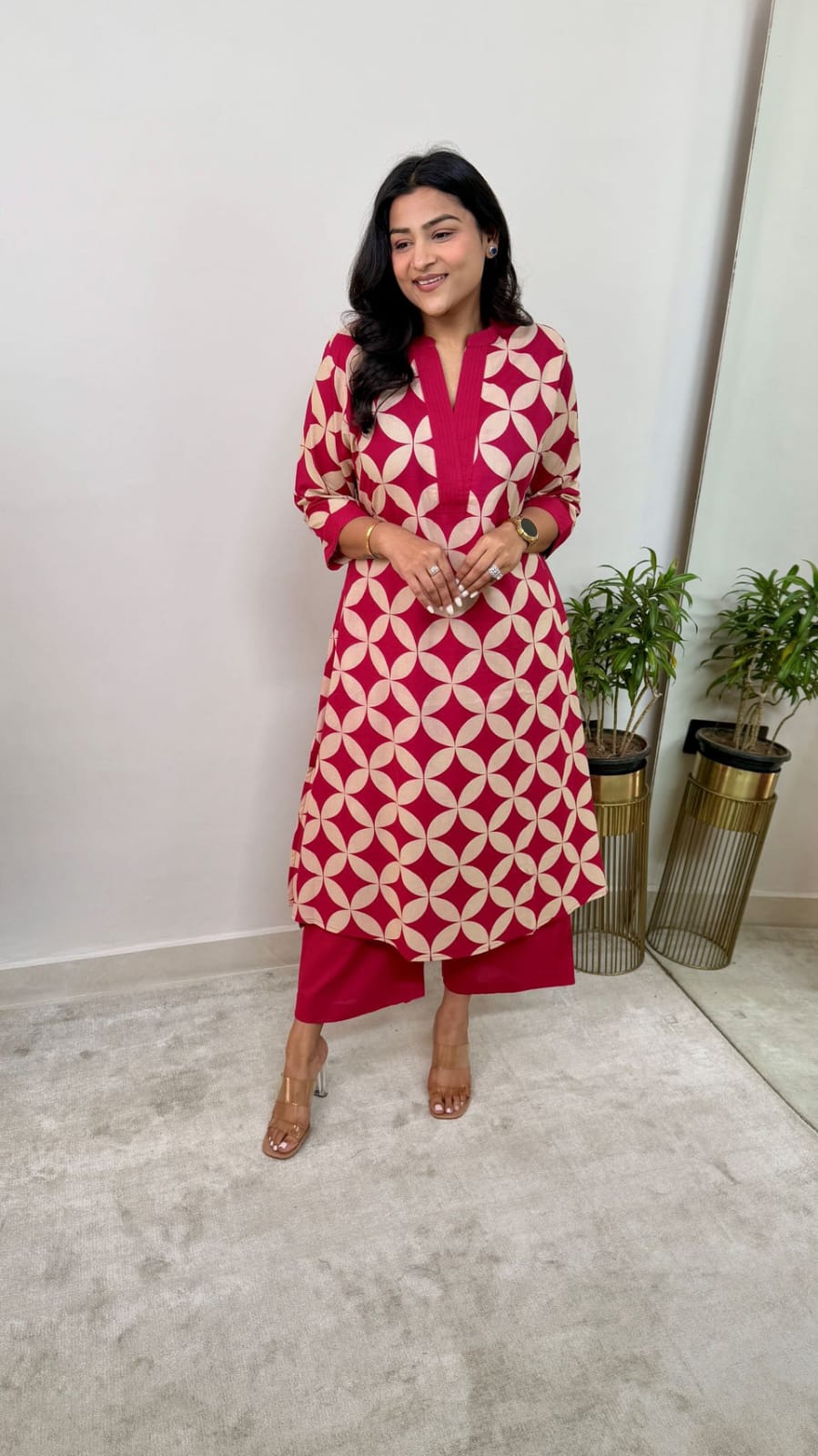 Pure Cotton Floral Kurti & Pant Co-ord Set – Everyday Elegance