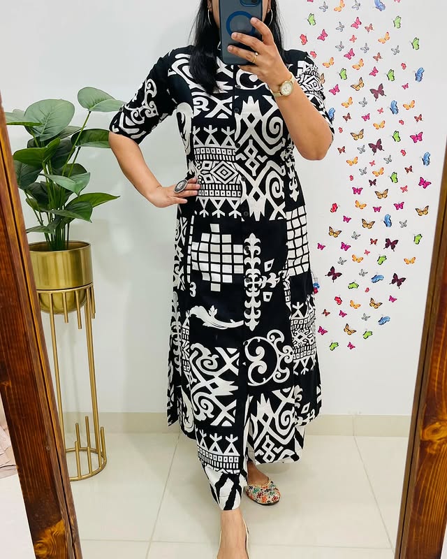 Premium Cotton A-Line Kurti & Pant Co-ord Set – Summer Ethnic Elegance