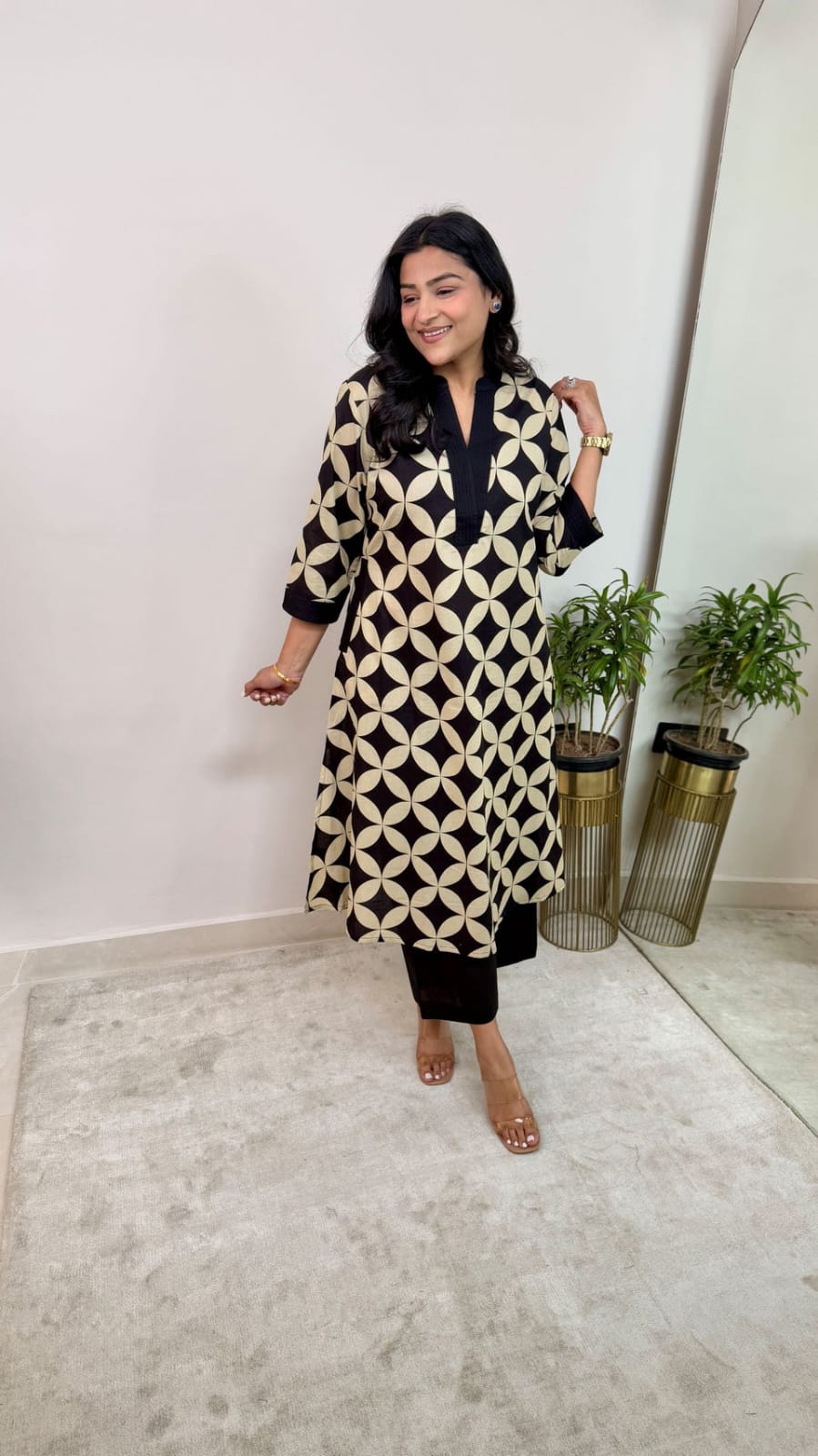 Pure Cotton Floral Kurti & Pant Co-ord Set – Everyday Elegance