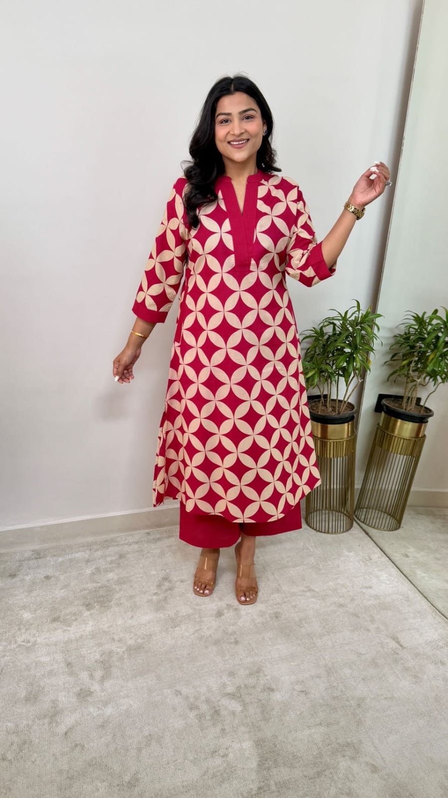 Pure Cotton Floral Kurti & Pant Co-ord Set – Everyday Elegance