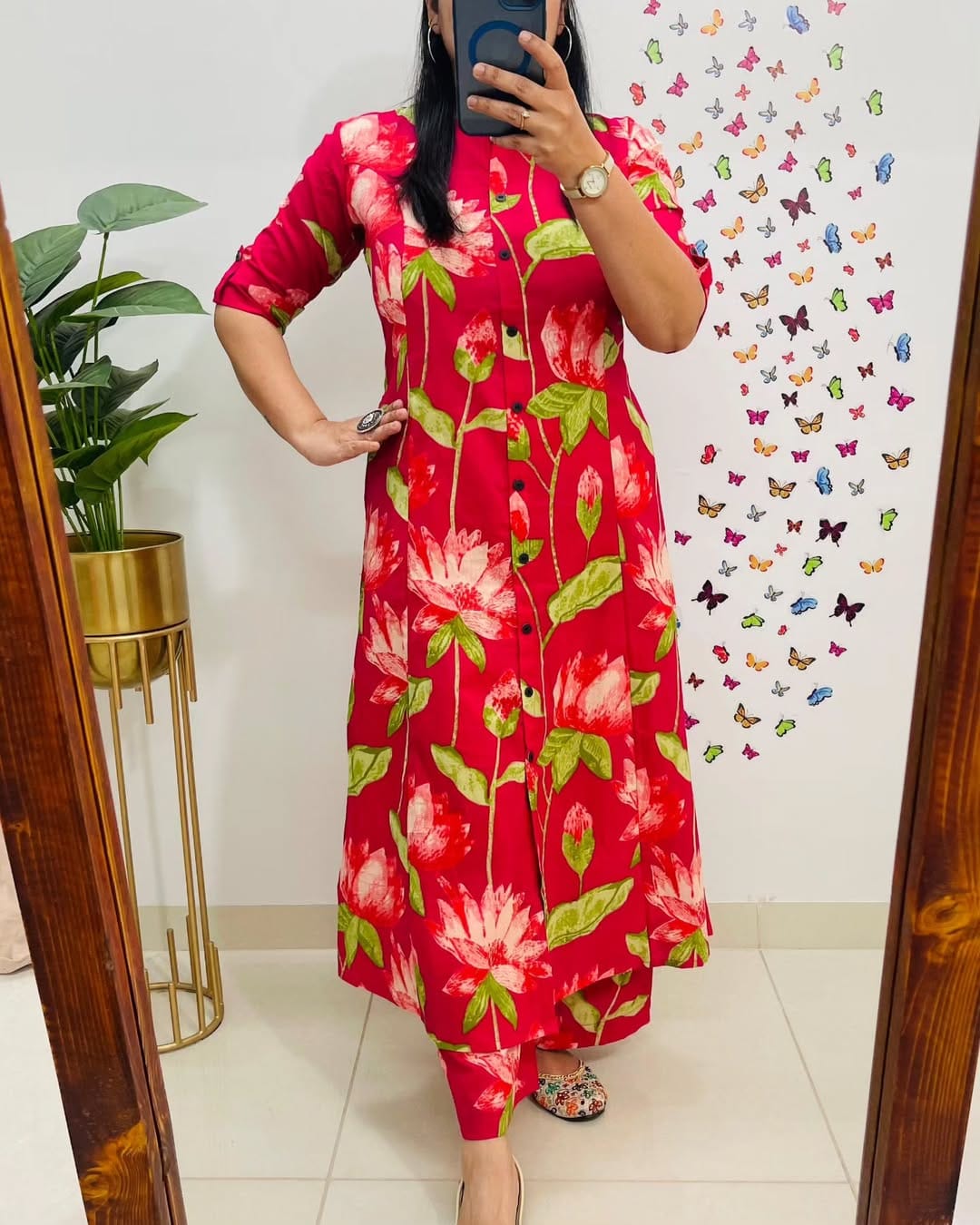 Floral Cotton Kurti Palazzo Co-ord Set – Ethnic Wear for Women