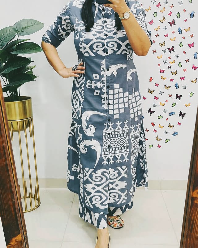 Premium Cotton A-Line Kurti & Pant Co-ord Set – Summer Ethnic Elegance