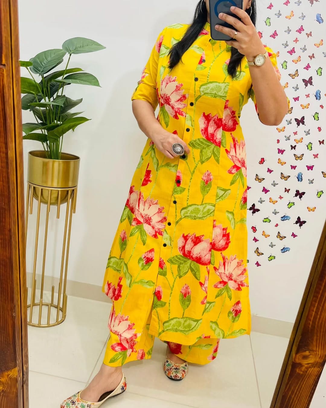 Floral Cotton Kurti Palazzo Co-ord Set – Ethnic Wear for Women