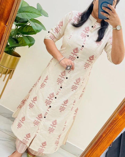 Cotton A-Line Kurti & Pant Co-ord Set – Effortless Summer Style