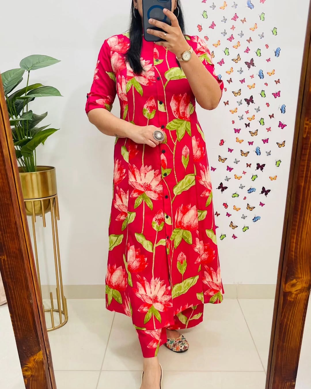 Floral Cotton Kurti Palazzo Co-ord Set – Ethnic Wear for Women