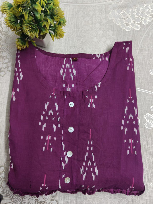 Ikkat Print Cotton Full Flare Middy Dress – Pure Cotton, Multiple Colors