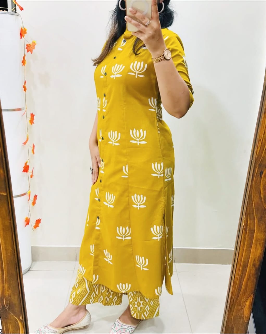 Discharge Print A-Line Co-ord Set in Premium Cotton with Side Pocket